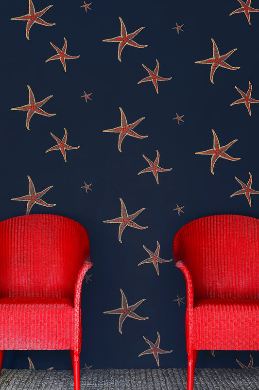 Starfish Nursery Room Wallpaper  - Blue
