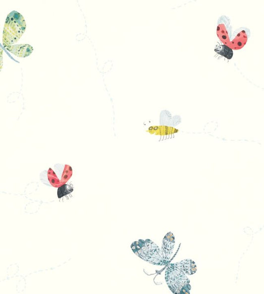 Buzzing Around Nursery Wallpaper - White