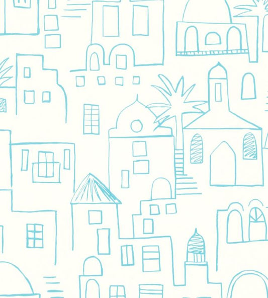 Teeny Santorini Nursery Wallpaper - Blue
