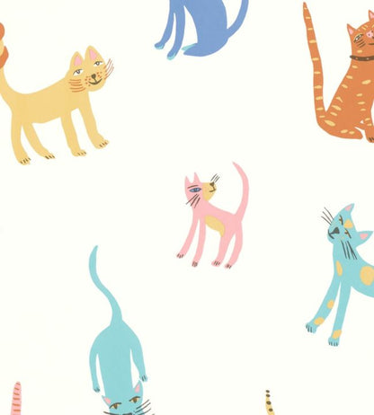 Pretty Kitty Nursery Wallpaper - Multicolor
