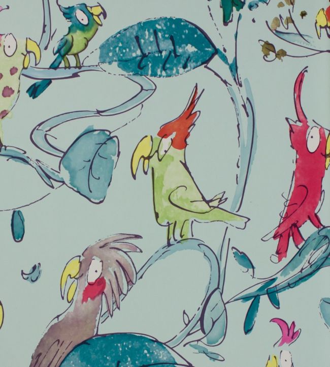 Cockatoos Nursery Wallpaper - Teal