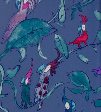 Cockatoos Nursery Wallpaper - Blue
