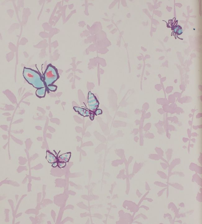 Butterfly Meadow Nursery Wallpaper - Pink
