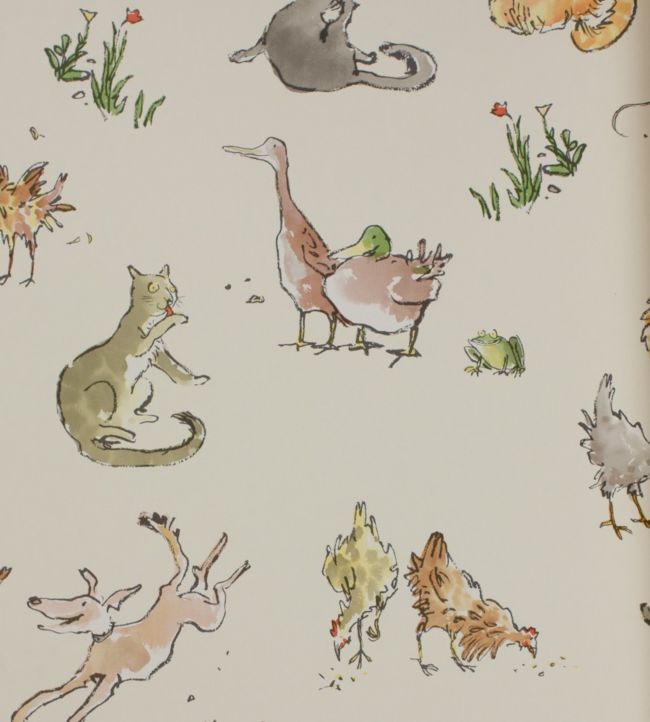 Quentins Menagerie Nursery Wallpaper - Cream
