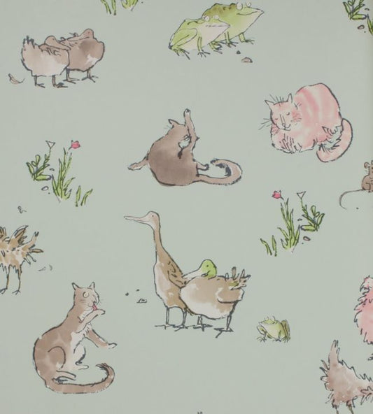 Quentins Menagerie Nursery Wallpaper - Gray