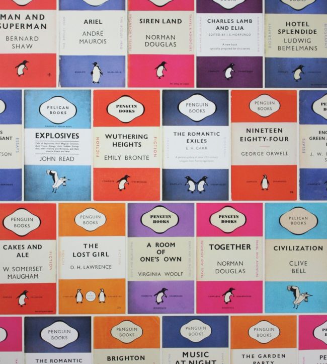 Penguin Library Nursery Wallpaper - Multicolor