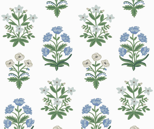 Mughal Rose Wallpaper - Blue - Rifle