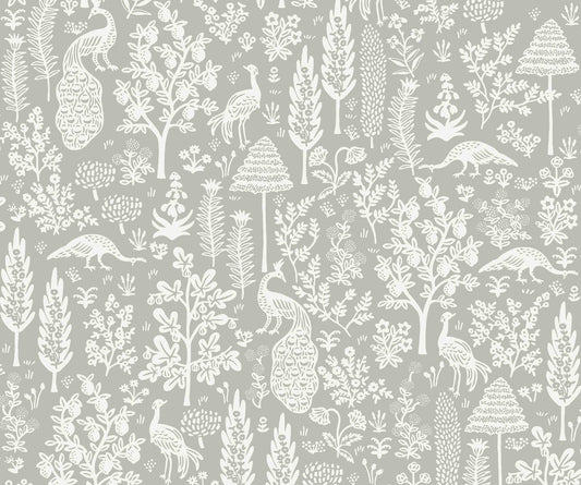 Menagerie Toile Wallpaper - Silver - Rifle