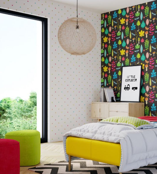 Forest Spot Nursery Room Wallpaper - Multicolor