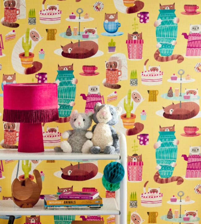 Kitten Kaboodle Nursery Room Wallpaper 3 - Yellow