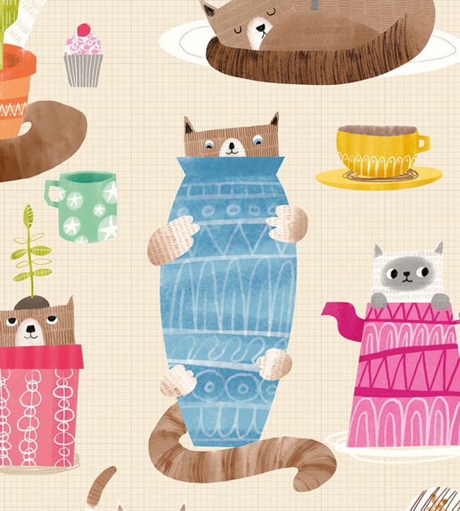 Kitten Kaboodle Nursery Wallpaper - Multicolor