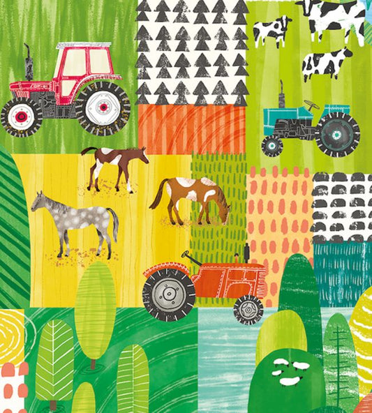 Down On The Farm Nursery Wallpaper - Green