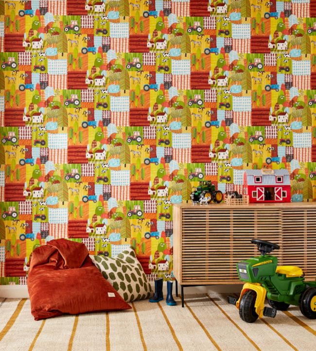 Down On The Farm Nursery Room Wallpaper - Green