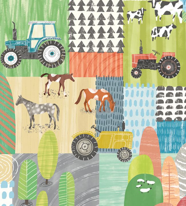 Down On The Farm Nursery Room Wallpaper - Multicolor