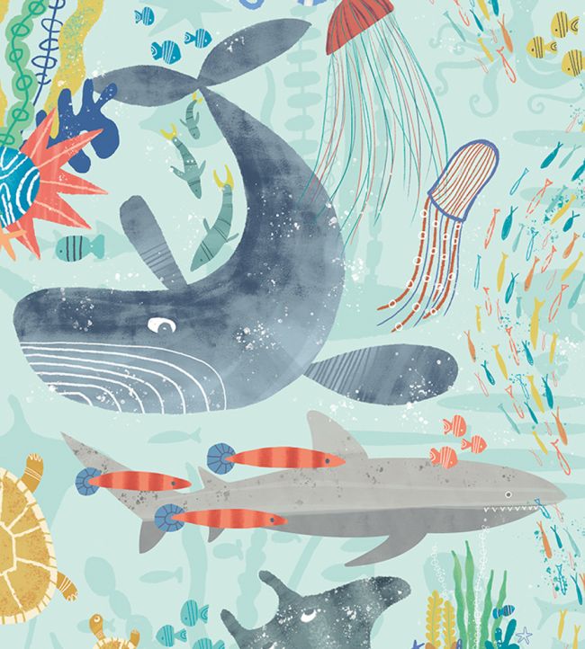 Beneath The Waves Nursery Wallpaper - Teal