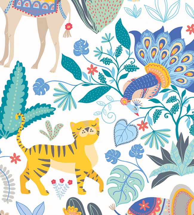 Samba Safari Nursery Wallpaper - Blue