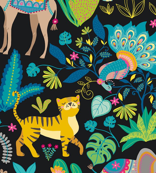 Samba Safari Nursery Wallpaper - Black