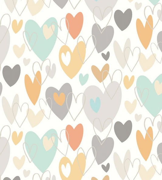 Pop Hearts Nursery Wallpaper - Gray