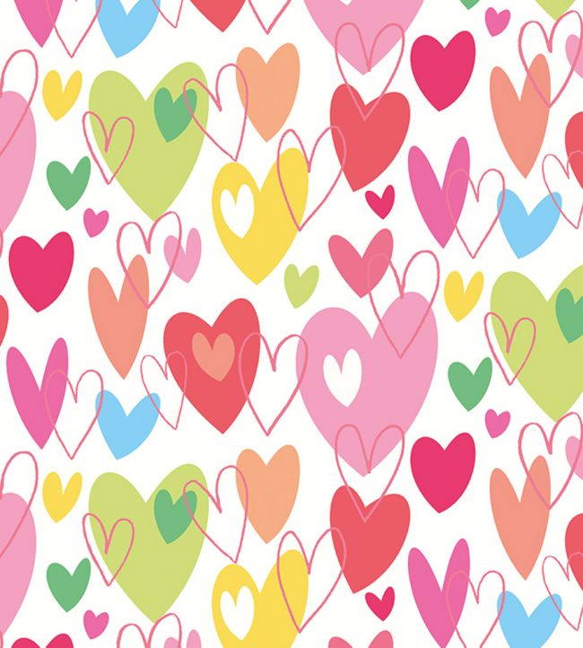 Pop Hearts Nursery Wallpaper - Pink