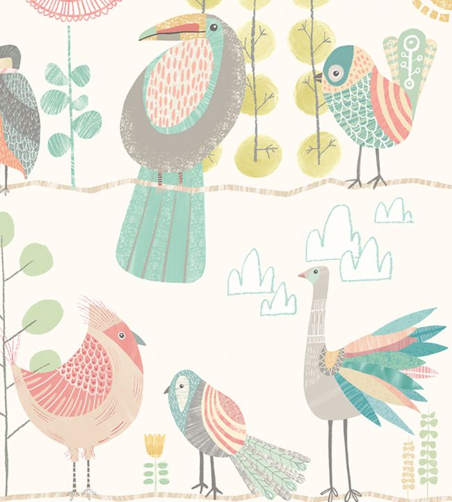 Feather Fandango Nursery  Wallpaper - Multicolor