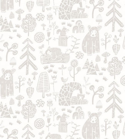 Honeywood Bears Nursery Wallpaper - Gray