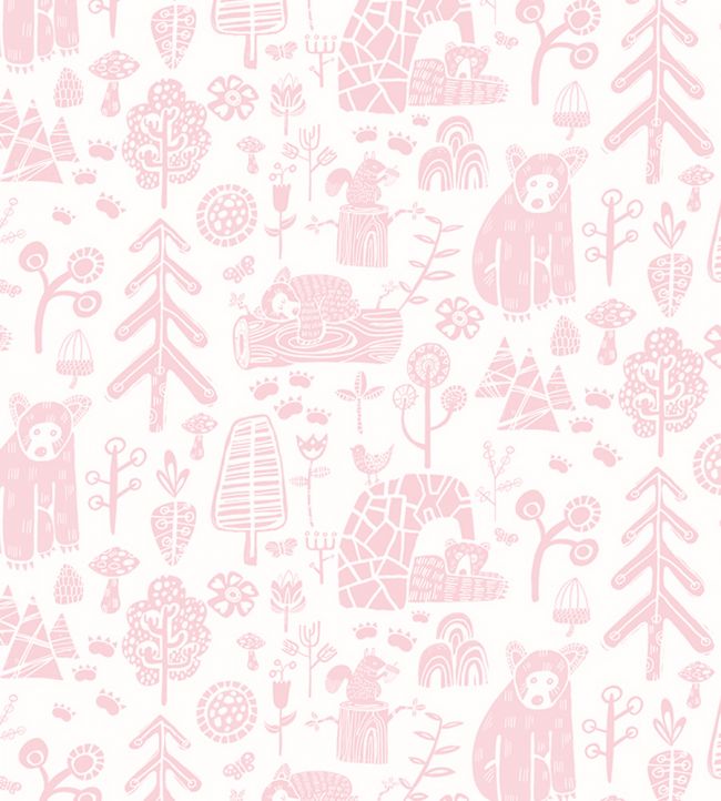 Honeywood Bears Nursery Wallpaper - Pink
