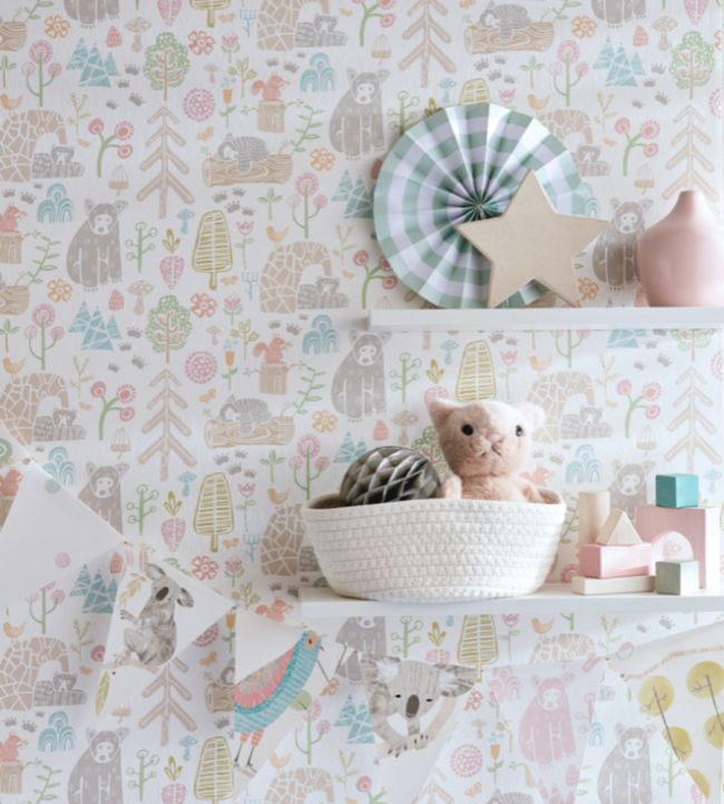 Honeywood Bears Nursery Room Wallpaper - Multicolor