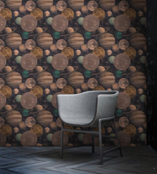 The Universe Nursery Room Wallpaper - Brown