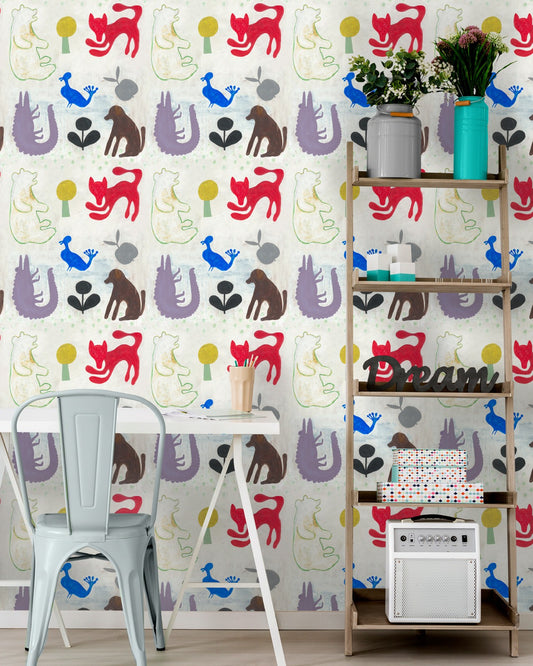 Mr Boyd’s Animals Nursery Room Wallpaper - Multicolor