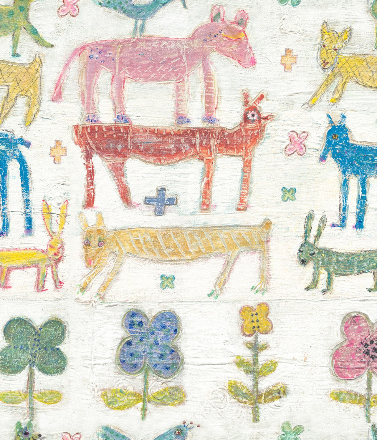 Stacked Animals Nursery Wallpaper - Multicolor